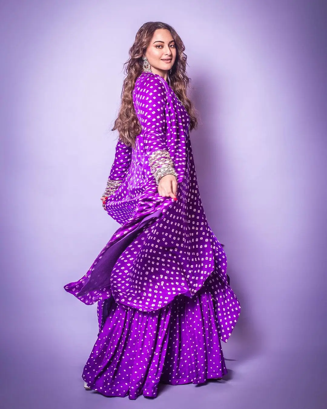 Sonakshi Sinha In North Indian Traditional Violet Gown